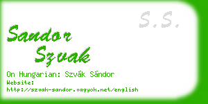 sandor szvak business card